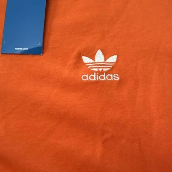 adidas Men's Trefoil Essentials Short Sleeve T-Shirt Orange Pull Over Size XL - Picture 2 of 10